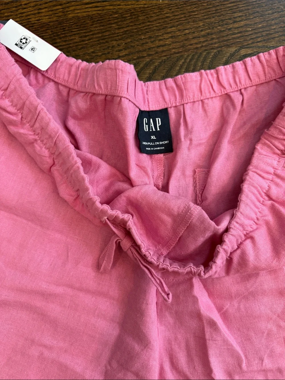 GAP Bright Pink Linen Drawstring Shorts XL pull on